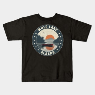 Wolf Lake Alaska Sunset Kids T-Shirt